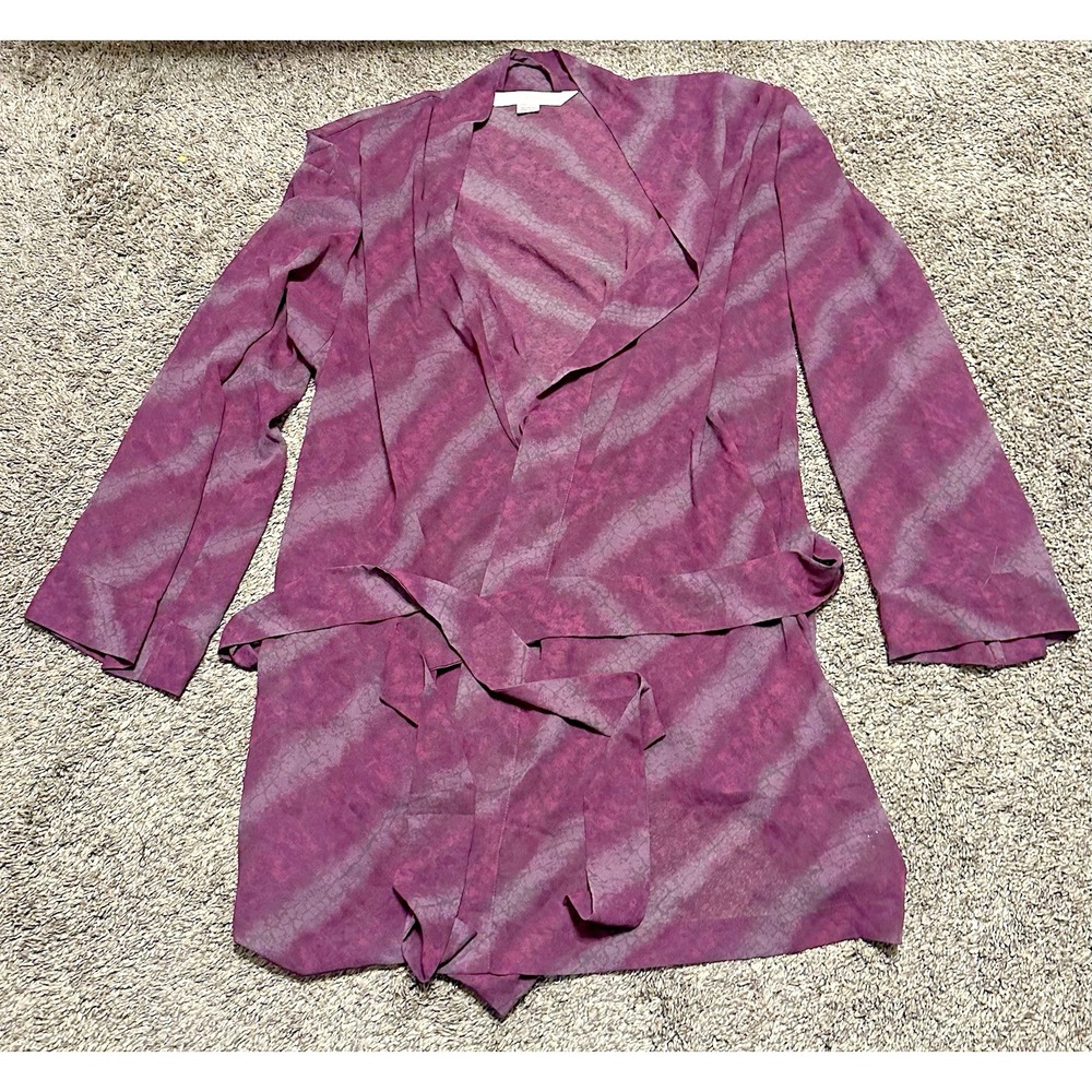 Vintage Victoria's Secret Women's OS Sheer Robe Maroon Polyester